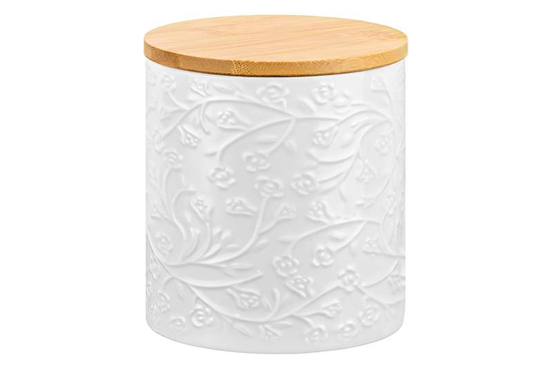 ELAN GALLERY Веточки-цветочки Банка 950264 д/сыпучих с дерев.крышкой 800мл 11х11х12,5см