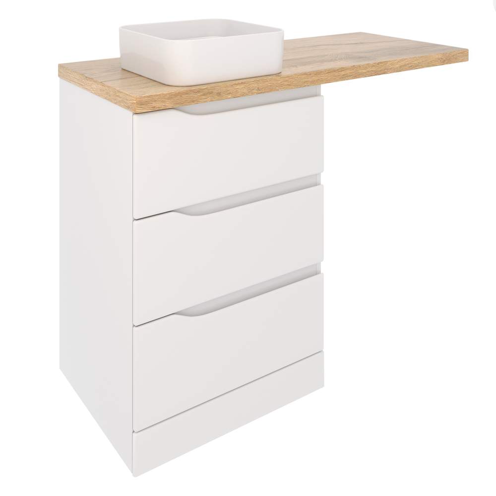 Тумба Nordic 60/3ящ.напол. + столеш.массив Nordic 1220*520*40/ясень+кронштейн(2шт) 2060CNOR/F