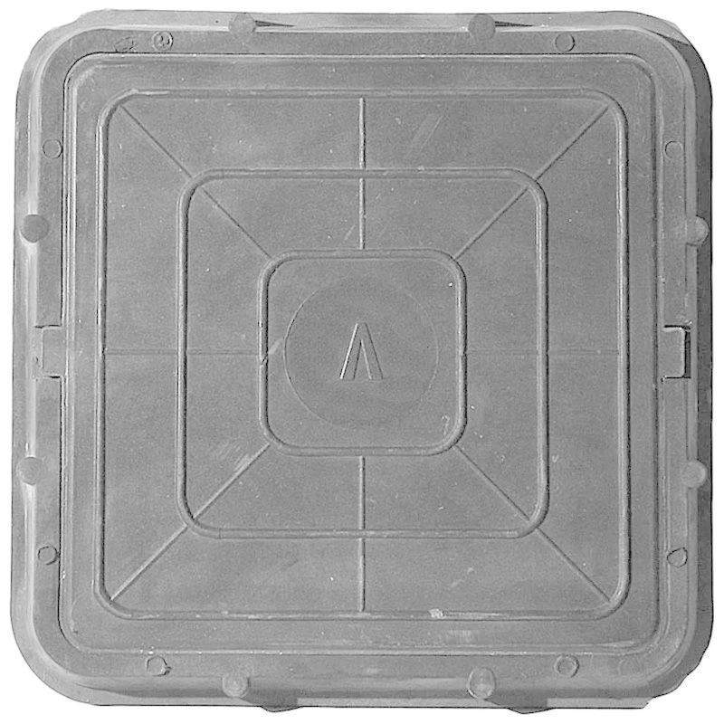 Люк полимерно-песчаный квадратный серый / до 3 т / 680х680 h-63 / 15 в пачке