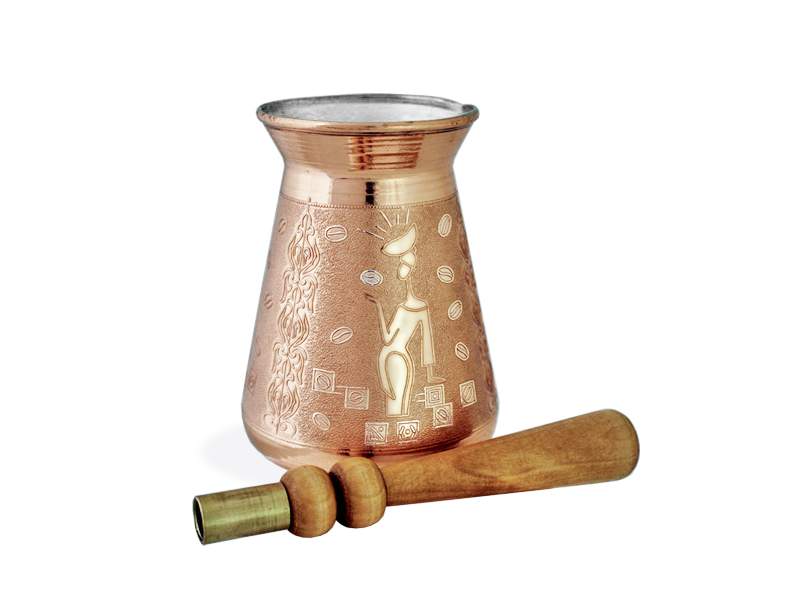 TIMA Кофеварка А-420с Арабика 420мл медь/пищевое олово съемная деревянная ручка