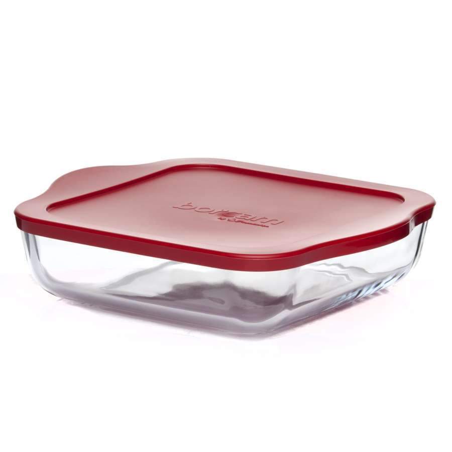 BORCAM Форма 59034К 1950мл прямоугольная с ручками и пластиковой крышкой 256х220х60мм