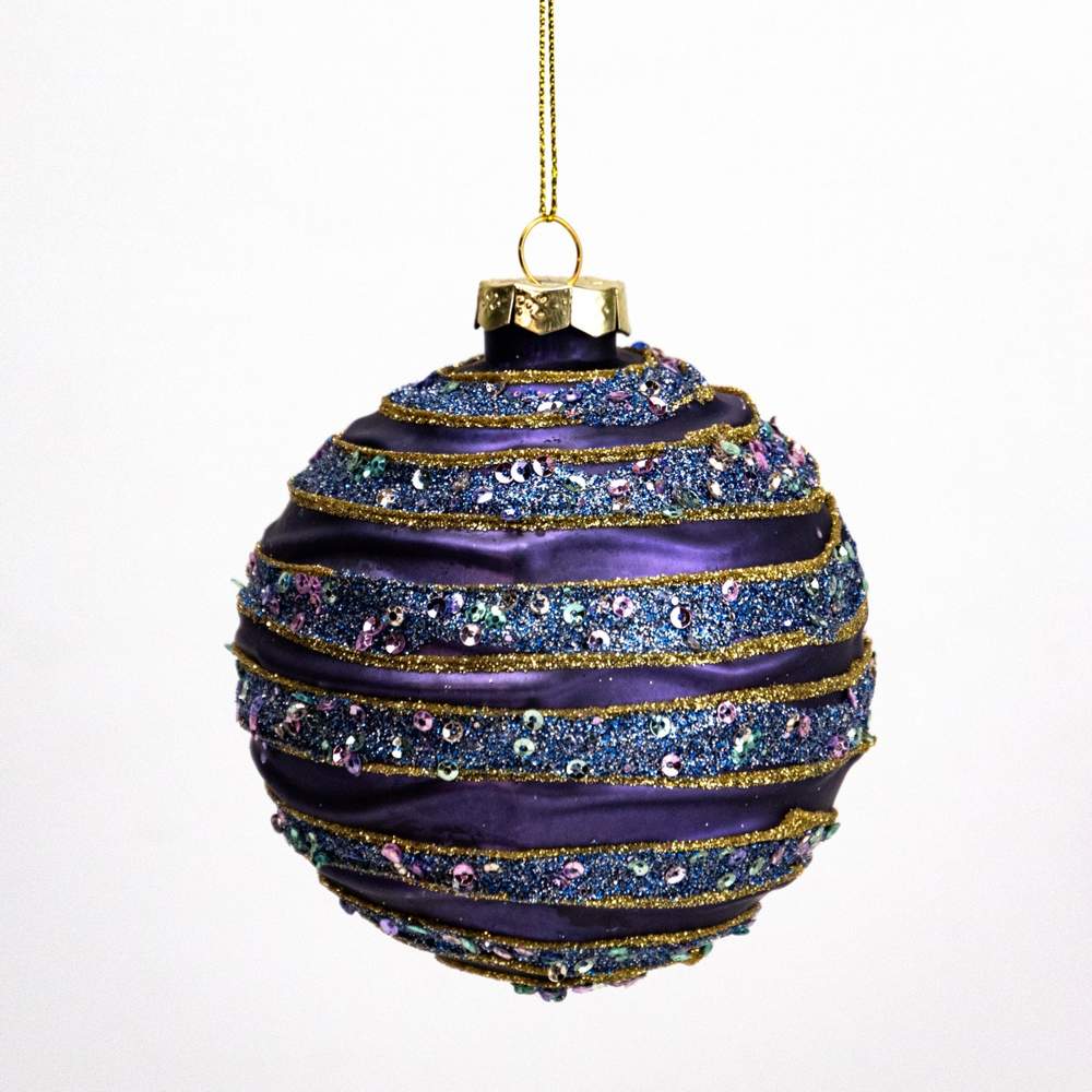 DECOLINE Игрушка елочная Шар 982301070 сиреневый 10см (стекло) 