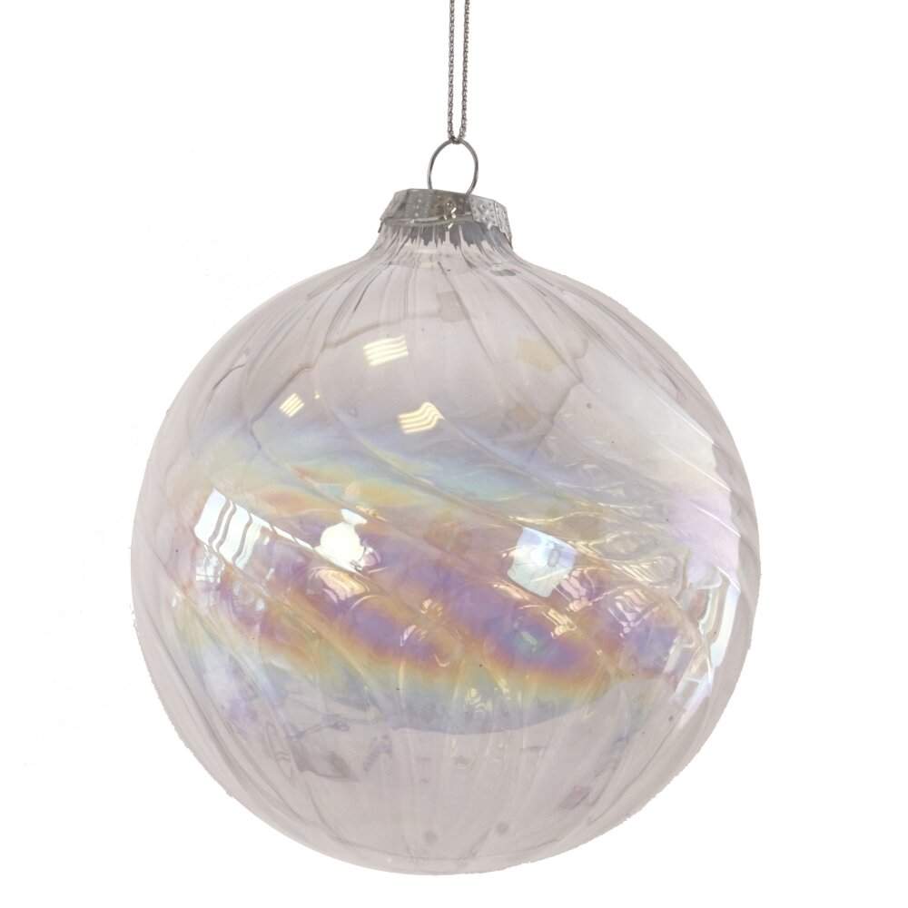 REMECO COLLECTION Игрушка елочная Шар 809565 белый ("бензиновый" эффект) стекло 10см