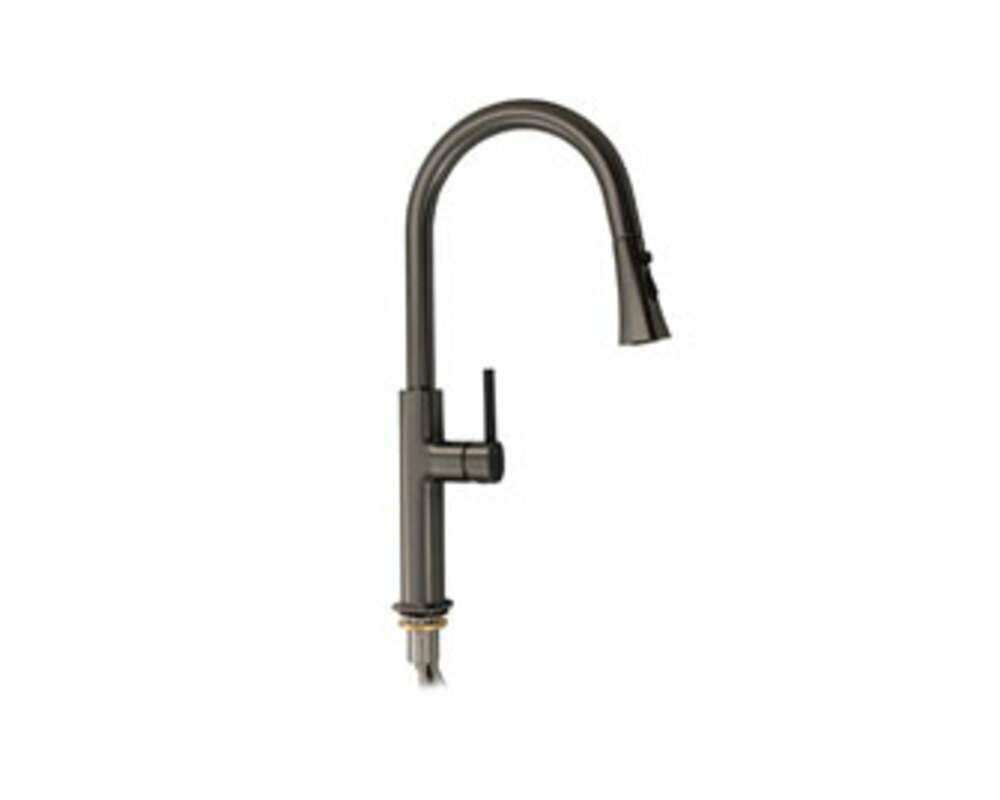 Смеситель Magnus  8236  кухон.шар., С-обр. излив вытяж.,корпус из латуни цв. графита