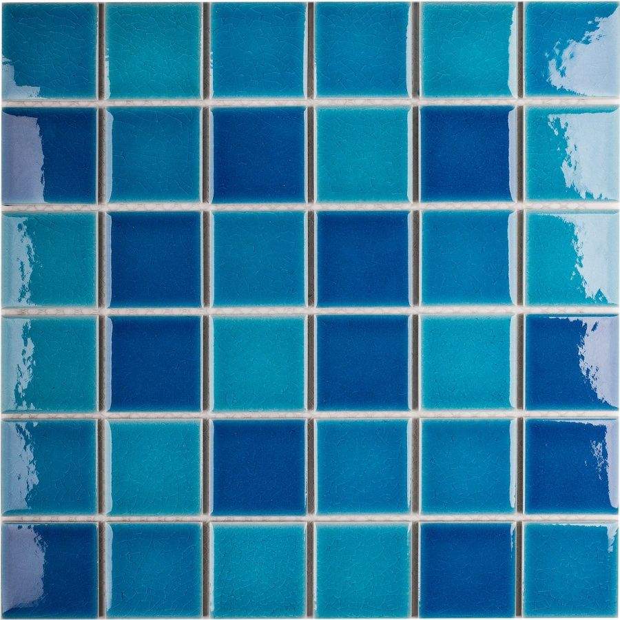 Мозаика кер. 48х48 Crackle Blue Mixed Glossy(LWWB84555) 306х306х6