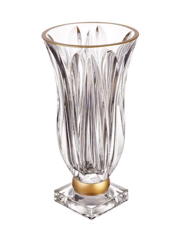 AS CRYSTAL Ваза Flame Gold 35см д/цветов матовое золото хрустальное стекло 43708