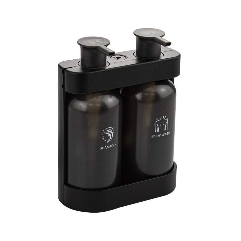 Дозатор жидкого мыла GFmark двойной 2х380 мл  пластик. черный 6232