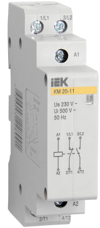 Контактор мод. КМ20-11  20А/2п  1з  АС ИЭК  МКК10-20-11