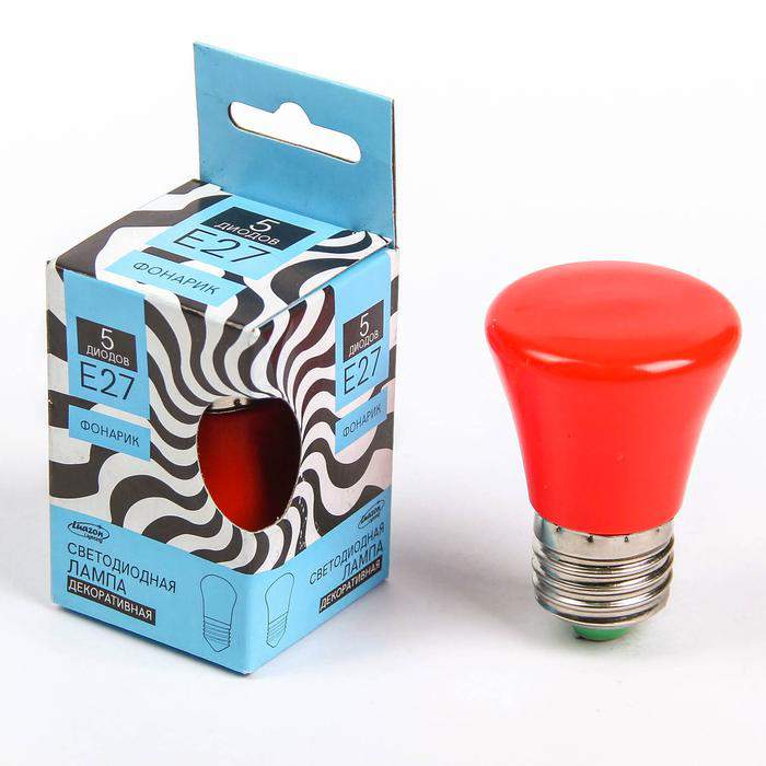 Лампа светодиодная 2580328  Фонарик Luazon 5 SMD2835 красный