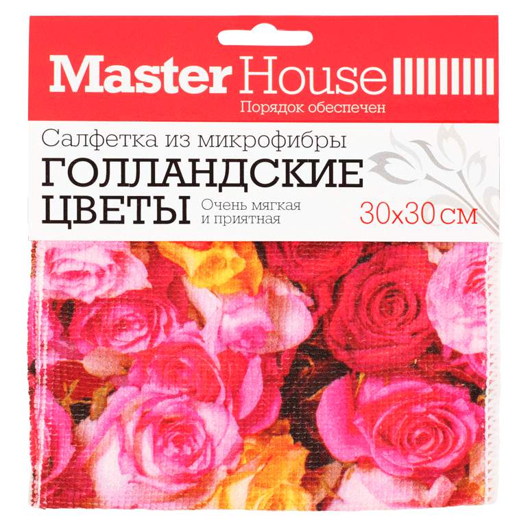 MASTERHOUSE Салфетка д/уборки 60160 Голландские цветы микрофибра 30*30см с рис.