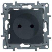 Розетка Etika б/з со шторками антрацит  672634