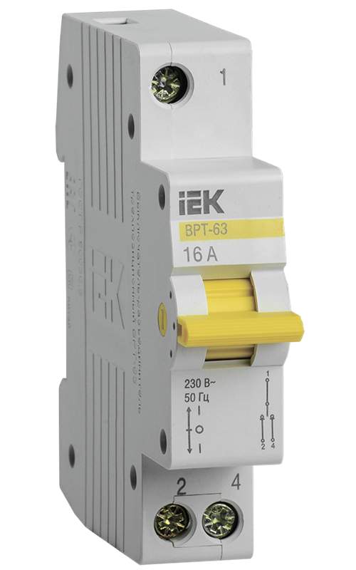 Выключатель-разъединитель трехпозиц. 1п ВРТ-63 16А IEK MPR10-1-016  1233248