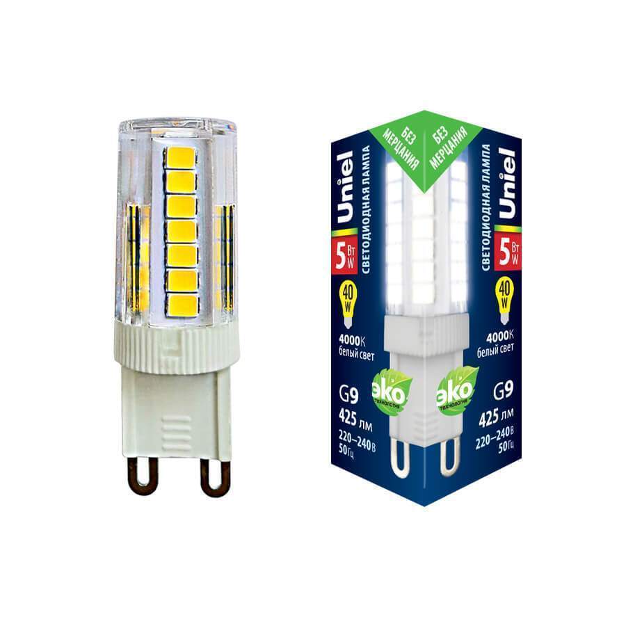 Лампа Uniel LED-JCD-5W/4000K/G9/CL GLZ09TR UL-00006749