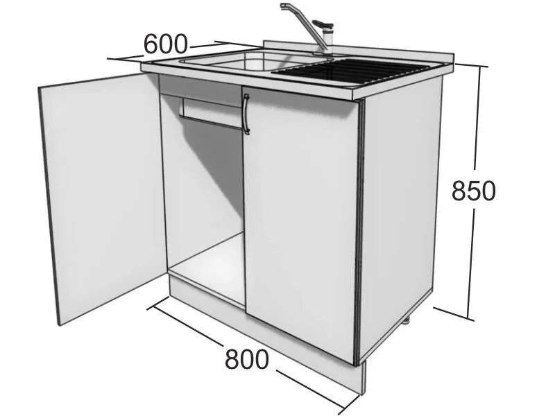 Стол под мойку  800  б/м Слоновая кость
