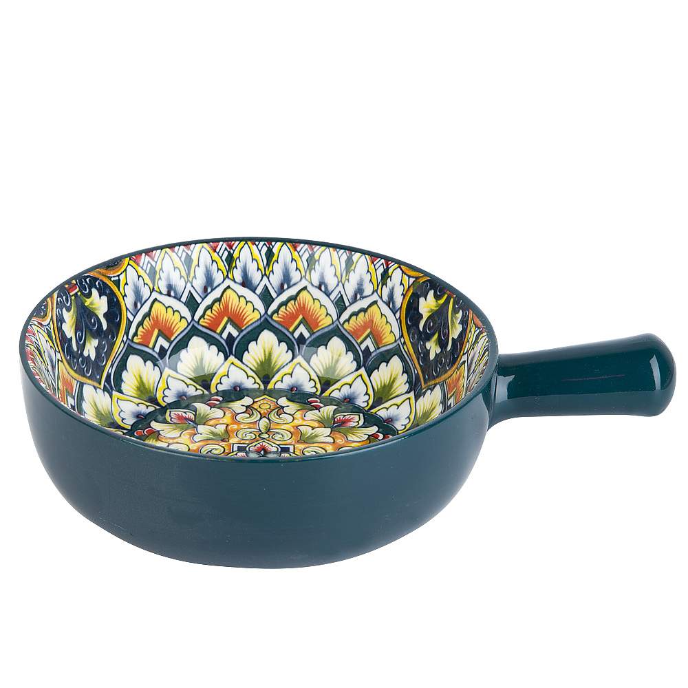 NOUVELLE HOME Arabesque зеленый Кокотница 0860078 с ручкой 20,3х15,3х5,5см