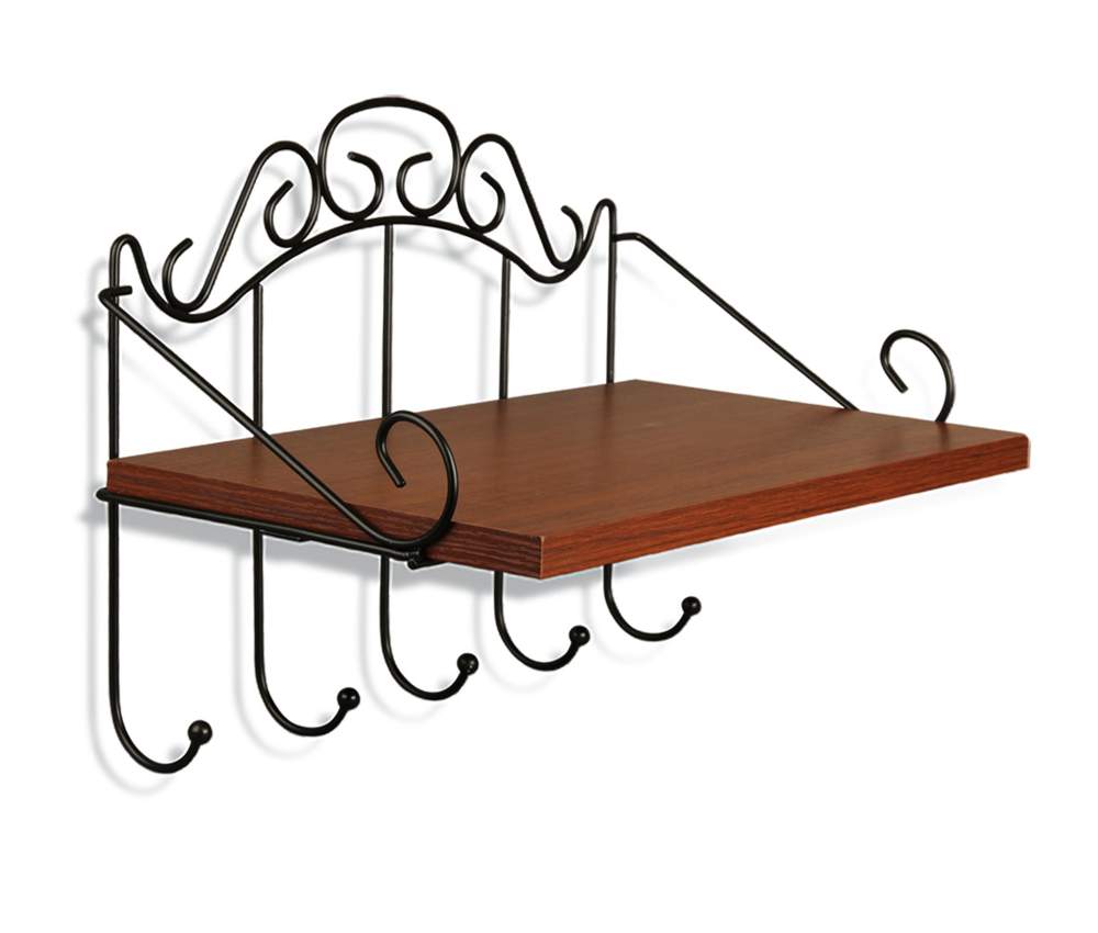 Полка Sheffilton  Грация 669  металл/ЛДСП  ПЛТ-155 черный/орех