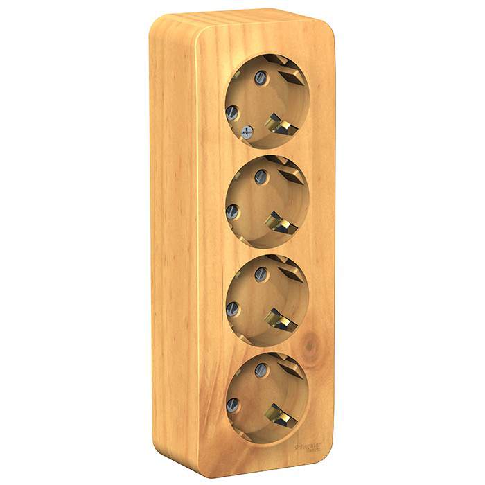 Розетка 4-м ОП BLANCA 16A 250B защ.шт.с заземл.изол.пласт.ясень SchE BLNRA011415