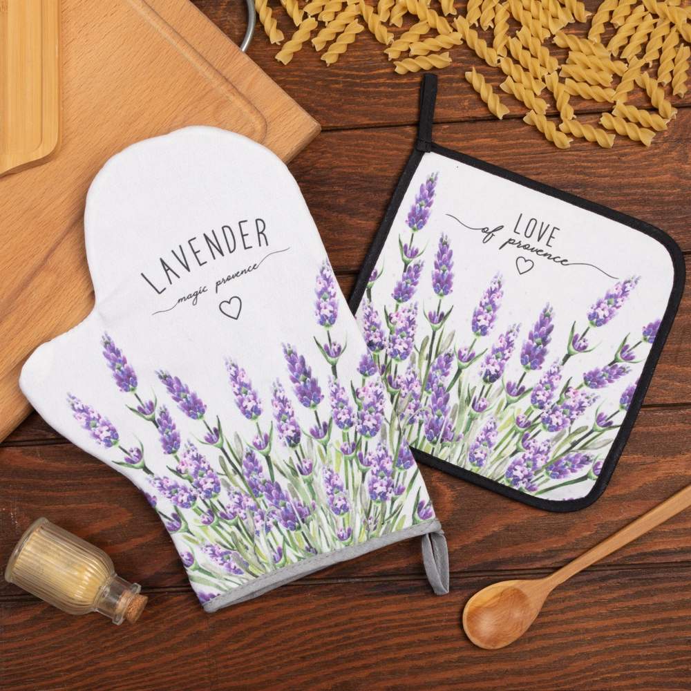 ЭТЕЛЬ Lavender Набор кухонный (варежка 20х28см,прихватка 19х19см) саржа,100% хлопок 7011779