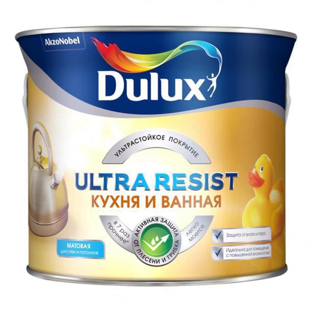 Краска Dulux / Luxium Ultra Resist Кухня и Ванная Матовая BW 2,5л  5757354