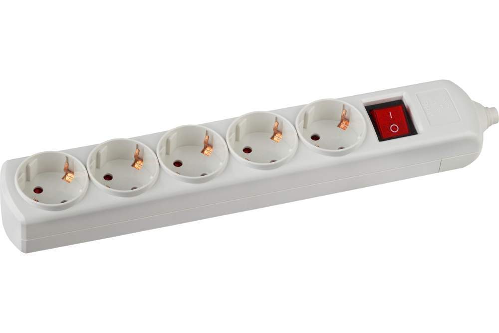 K-5es ЭРА Колодка 5 гнезда,заземление,выкл.   С0045326