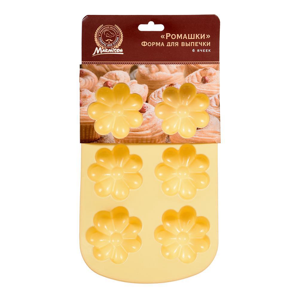 MARMITON Форма 17201 силикон Ромашки 6 ячеек 26,5*17*3,5 см