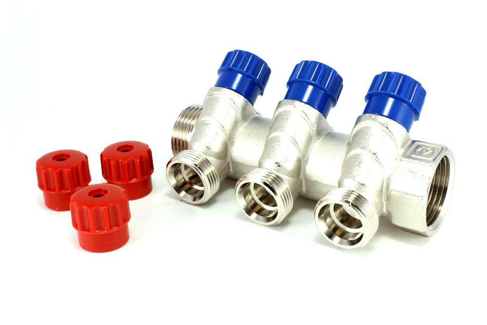 Коллектор 1"х3 вых 3/4"  н/р  /регул.вент./  никель  VTc.560.NЕ.060503