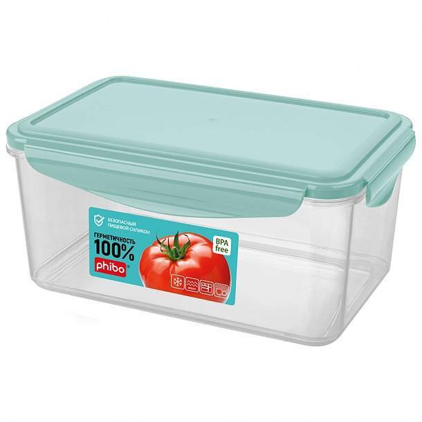 БЫТПЛАСТ Контейнер 4311293 Phibo Smart Lock д/СВЧ 1600мл герметичный 130×200×98мм св.голубой 