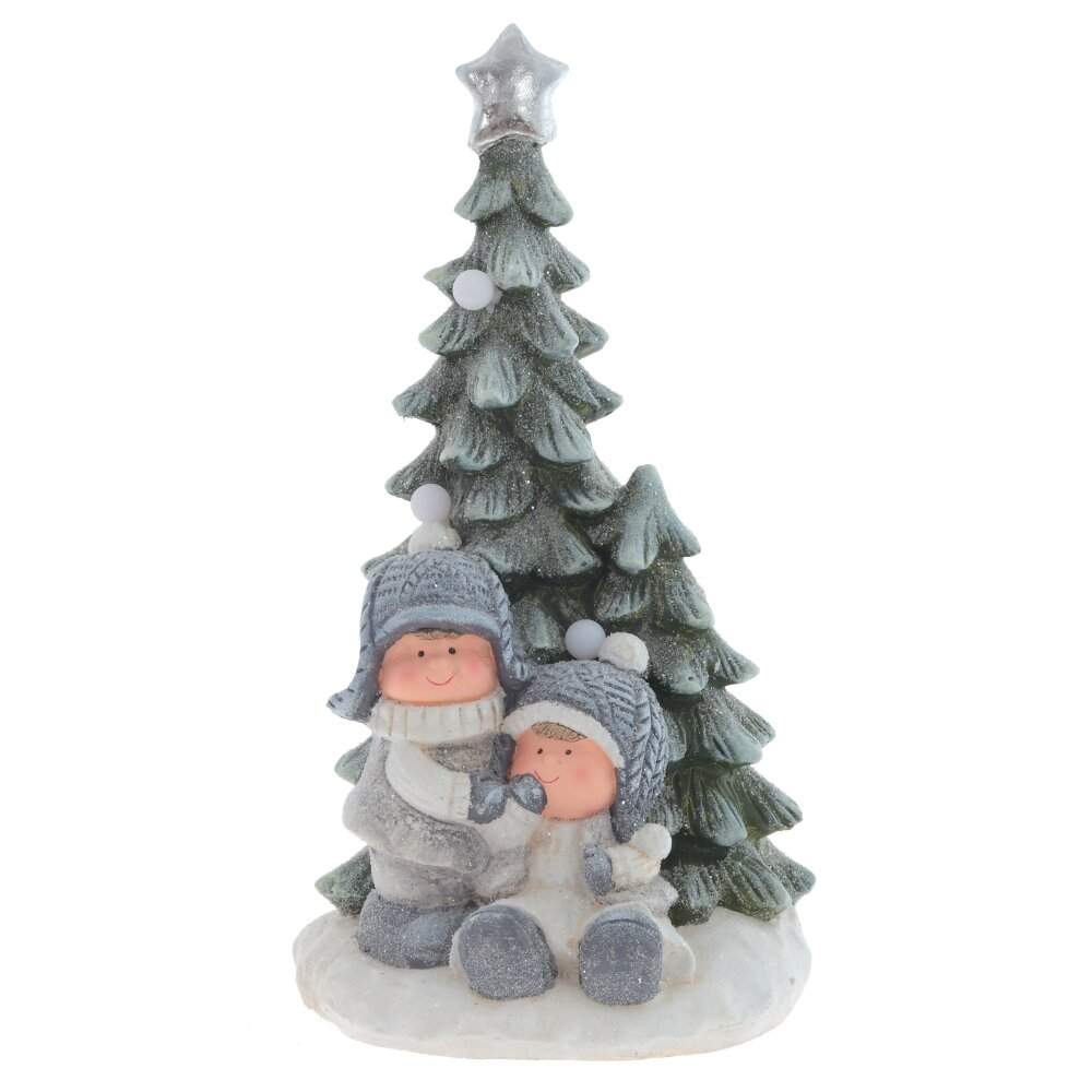 REMECO COLLECTION Фигурка 811885 Дети у ёлочки с подсветкой (AAAх3) 23х23х44см (магнезия)