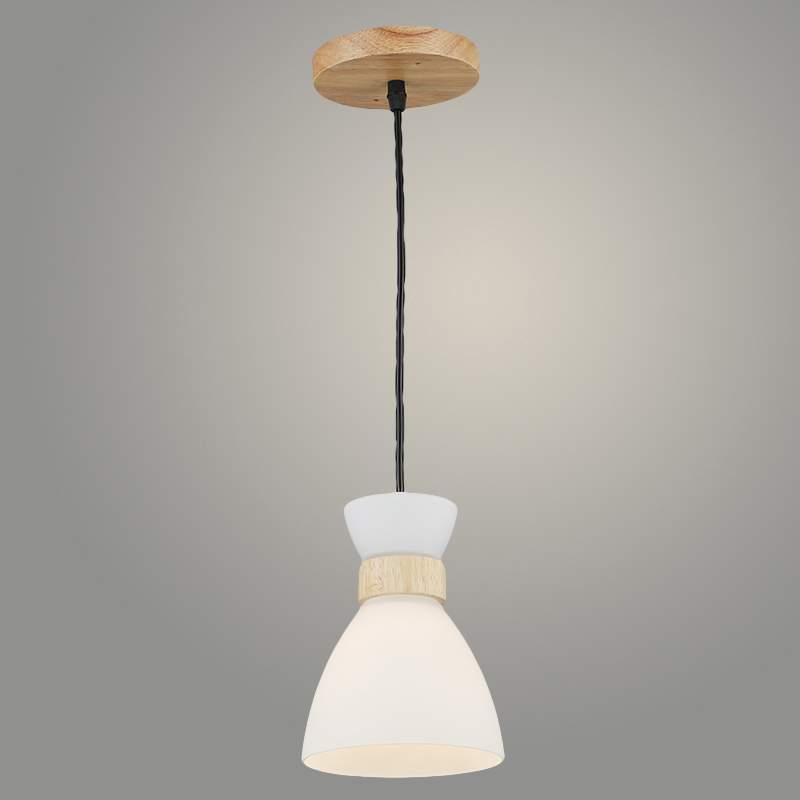 Подвес N5627/1HQ Wood+WT белый 1х40W Е27 d135 h800, QH23