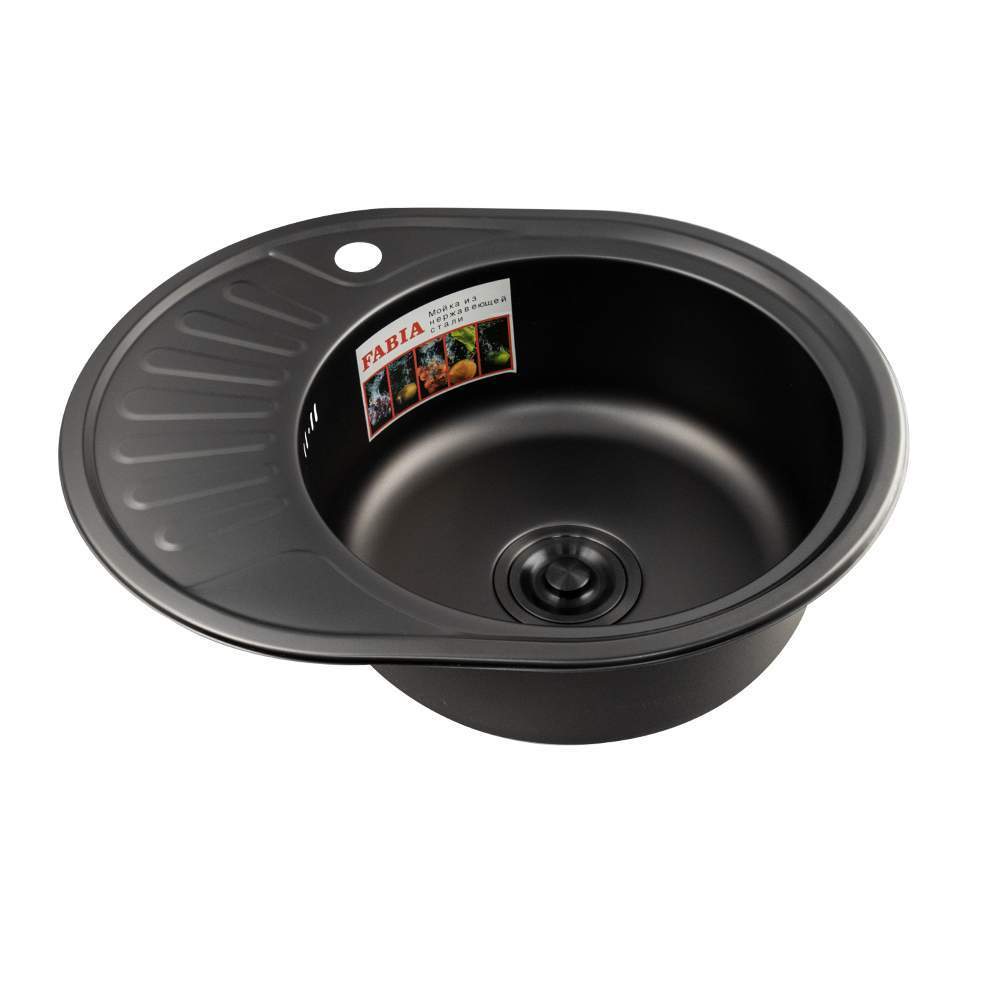 Мойка FABIA врезная 57х45 правая  ГРАФИТ, 0,8мм глубина 18см  9564 