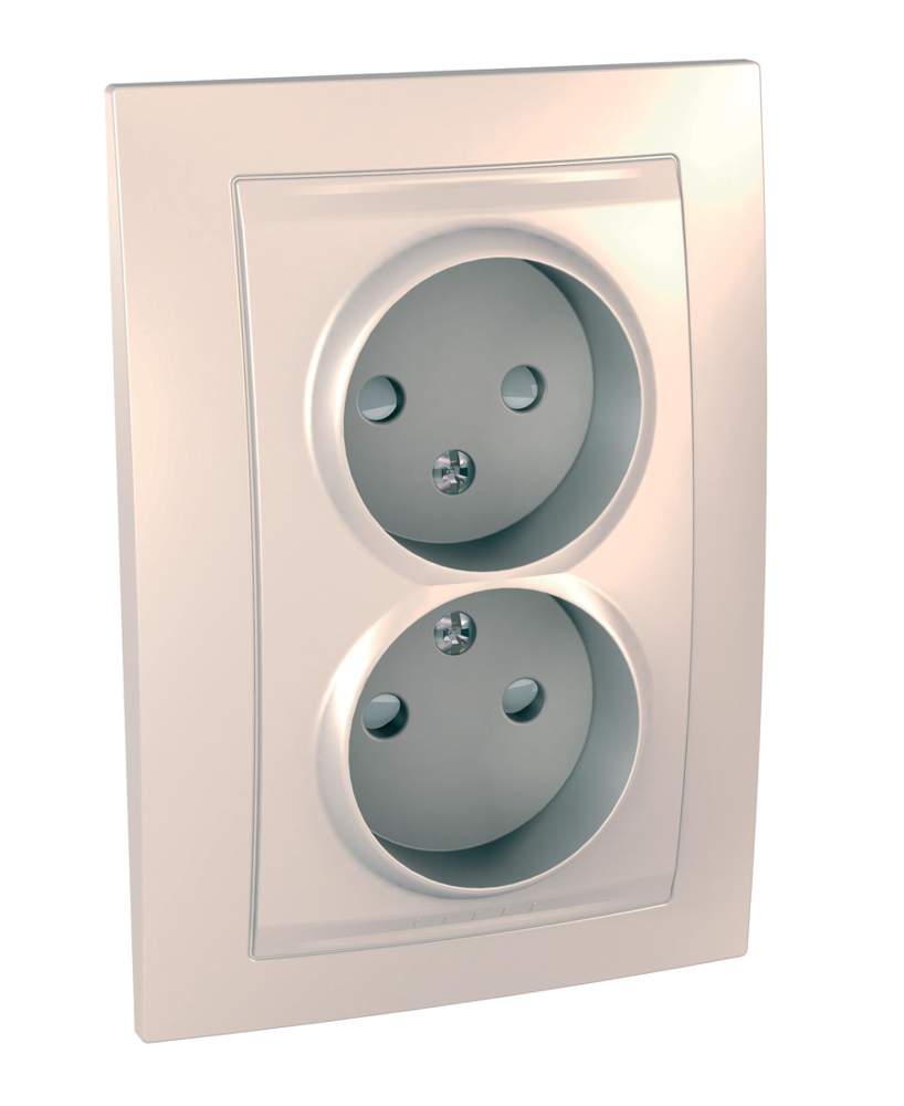 Розетка SE Unica Беж. 2-ая б/з с защит.штор. MGU23.063.25D