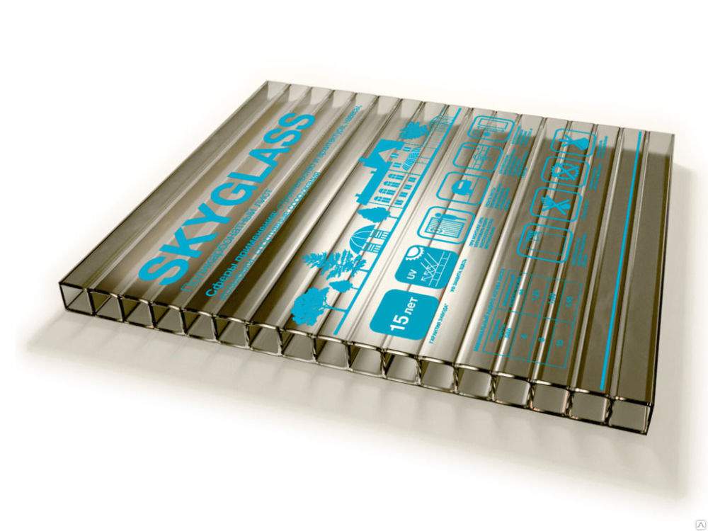 Сотовый поликарбонат 2100х6000х 08мм  Бронза (SKYGLASS)