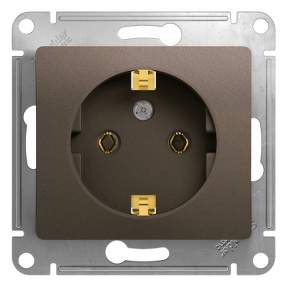 Розетка SE Glossa  Шоколад  1-м СП  с/з 16А  GSL000843  