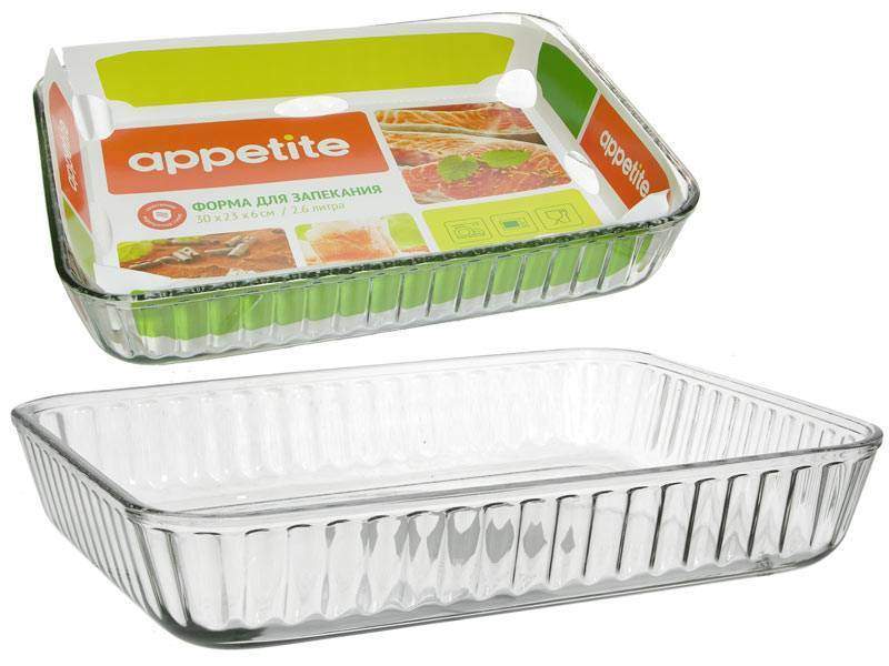 TM APPETITE Форма PL25 д/запекания прямоугольная 2600мл рифленый борт 30х23см h6см 