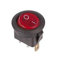 Выключатель  36-2570  с подсветкой круглый  250В  6А  3нож On-Off  красный
