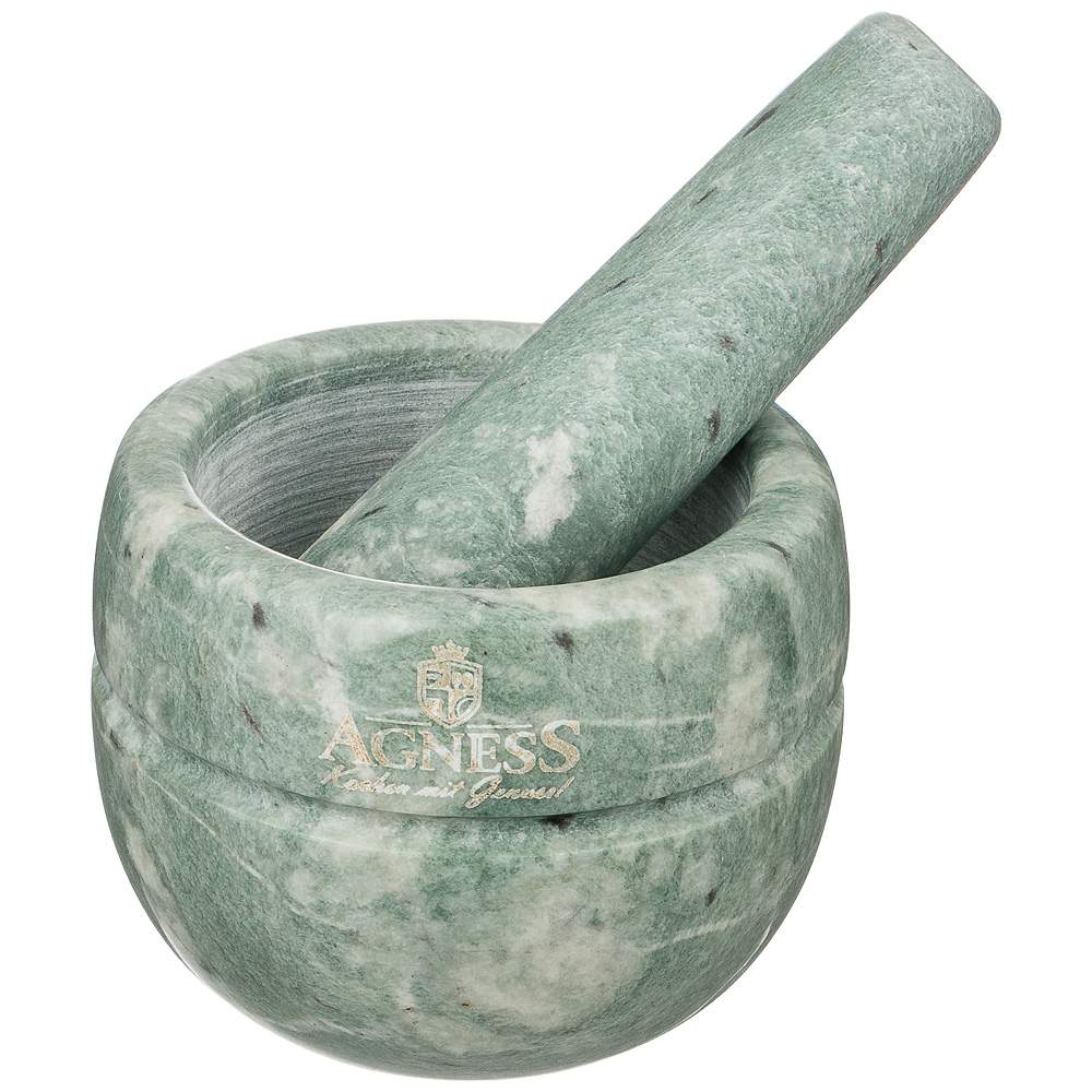 AGNESS Ступка 925-105 с пестиком мрамор 9х7см 