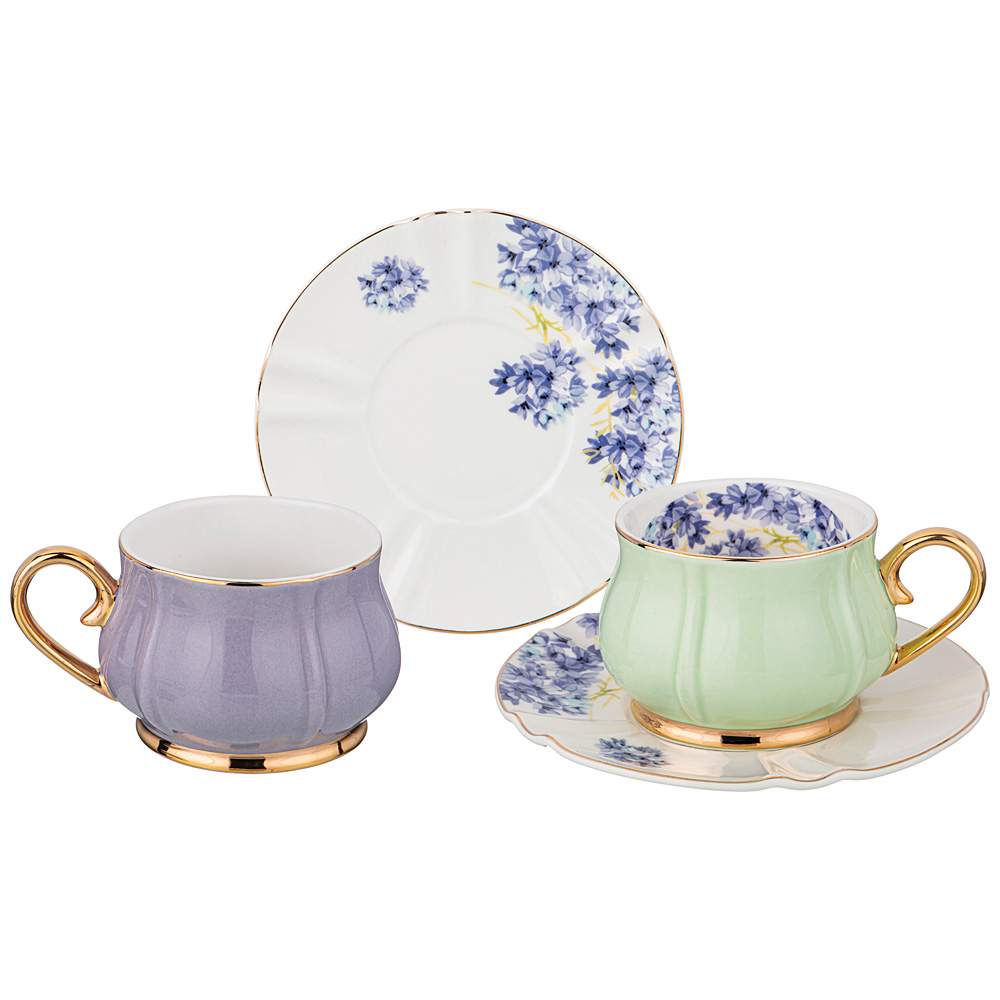 LEFARD Набор чайный 275-1178 4пр/2перс 200мл Времена года фиолетовый и мятный