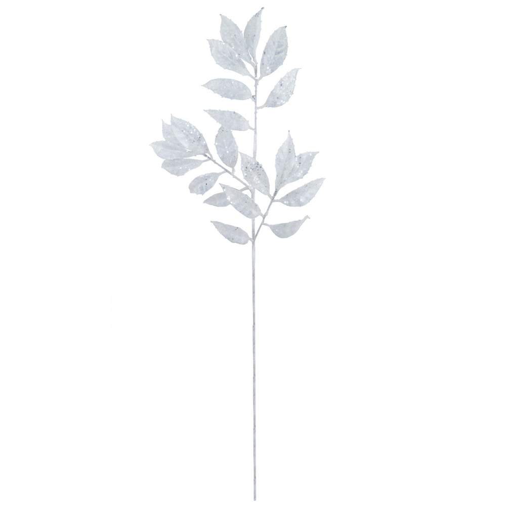 DECOLINE Ветка декоративная YF19-2933W с глиттером 79см белый
