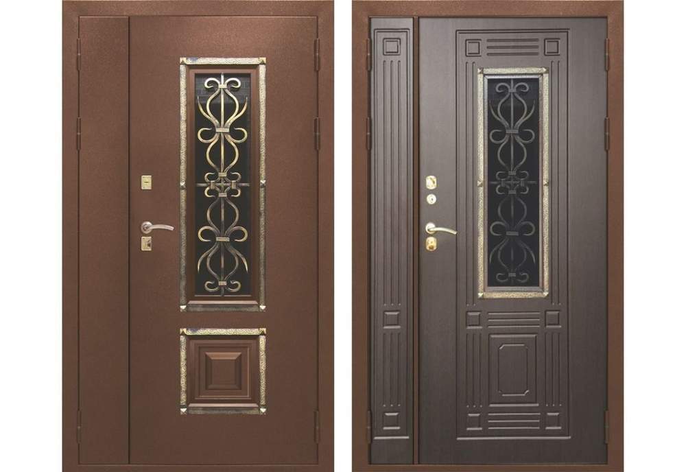 Дверь мет. Верона 1200*2200 левая ковка стекло (закрытый+утепл.короб)