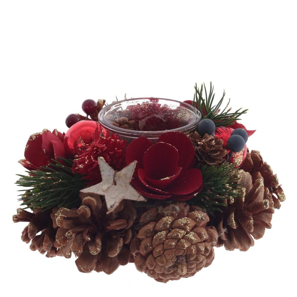 REMECO COLLECTION Подсвечник 808818 Новогодняя композиция 15х15х8см