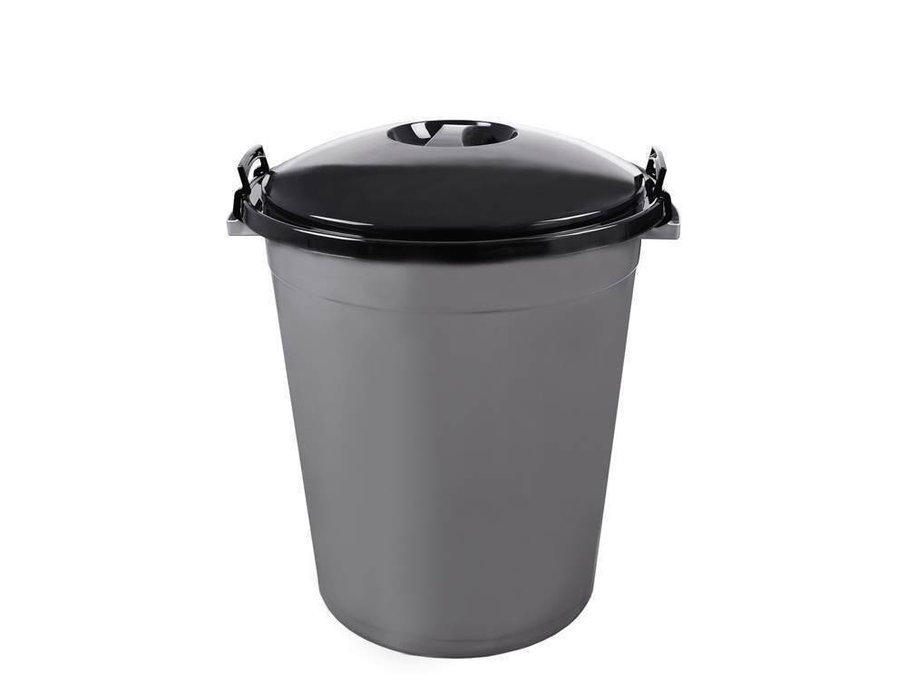 ЭЛЬФПЛАСТ Бак хозяйственный 254 Антей 70л с крышкой т.серый/черный 530х610мм 