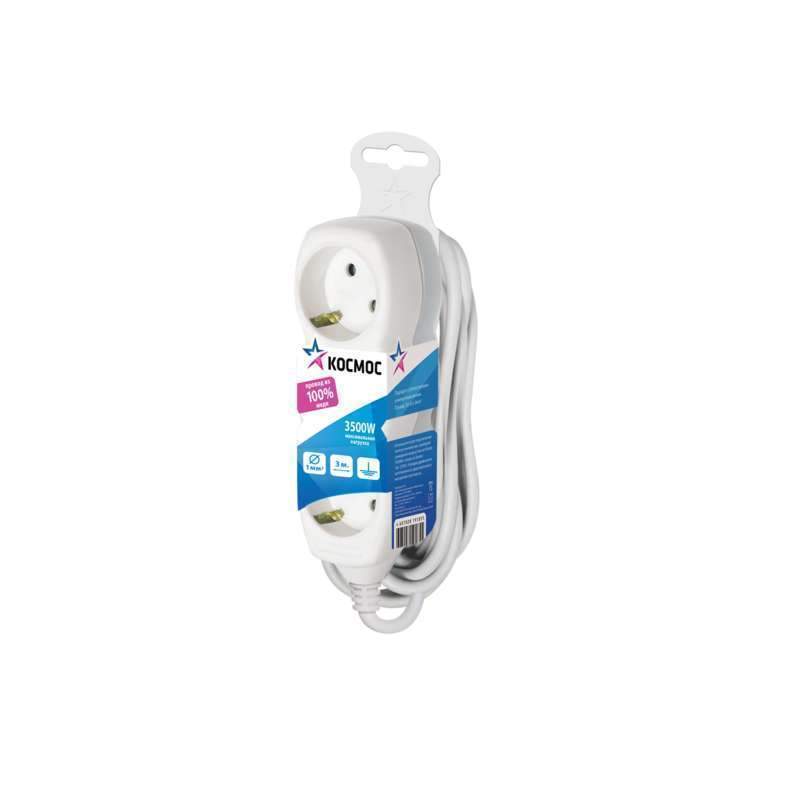 Удлинитель 3х3м с заземл.  16А IP20 ПВС 3х1 Космос  YKsm3m-3g-Z(K)  241655