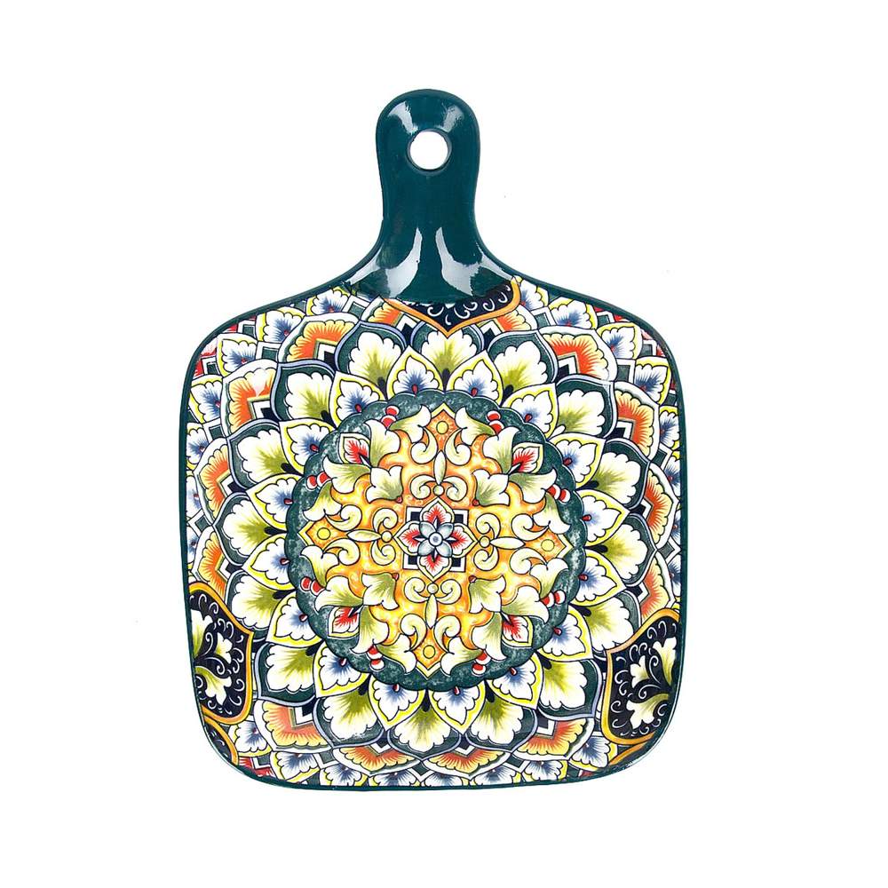 NOUVELLE HOME Arabesque зеленый Блюдо 0860016 с ручкой 23х14,5х3,5см