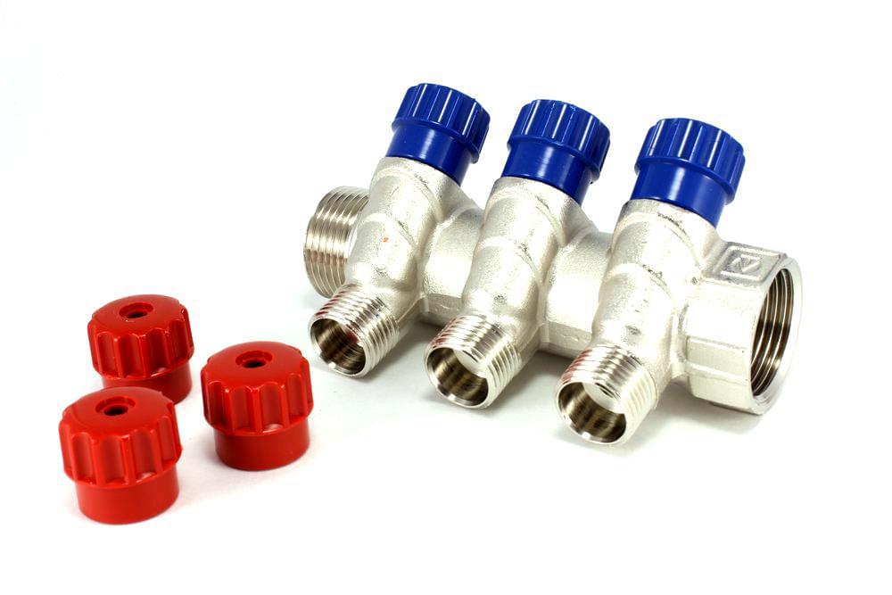 Коллектор 1"х3 вых 1/2"  н/р  /регул.вент./  никель  VTc.560.N.0603