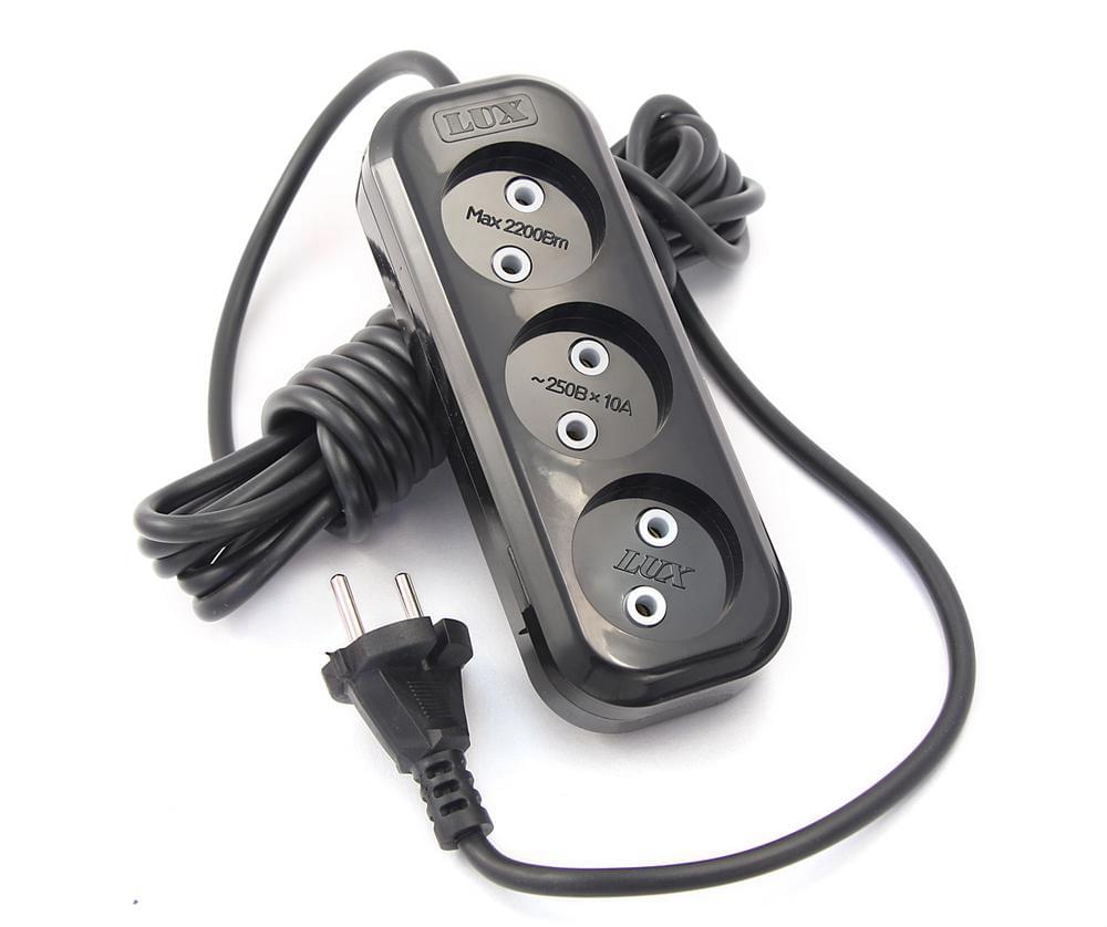 Удлинитель сетевой  LUX  У3-О-05  3-мест.  5м  б/з черный