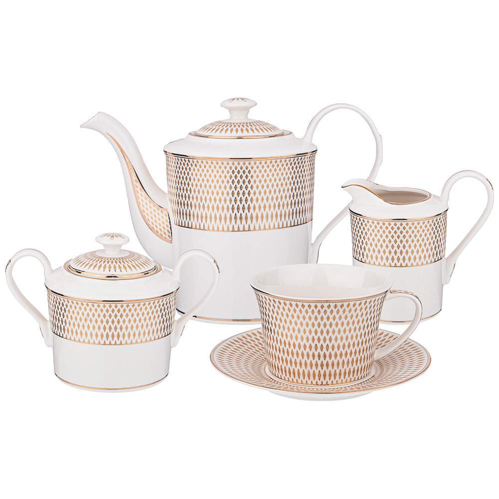 LEFARD Сервиз чайный 760-415 15пр/6перс 1250/400/350/250мл Radial Gold