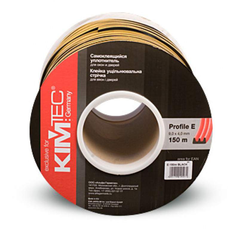 Уплотнитель Kimtek Е-проф. двойн. 9х4мм черный 150м 04-14-44