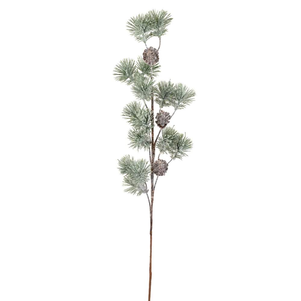 DECOLINE Ветка декоративная HST24-275 с шишками заснеженная 73см 