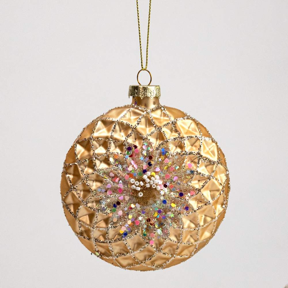 DECOLINE Игрушка елочная Шар 982307548 золото 10см (стекло) 