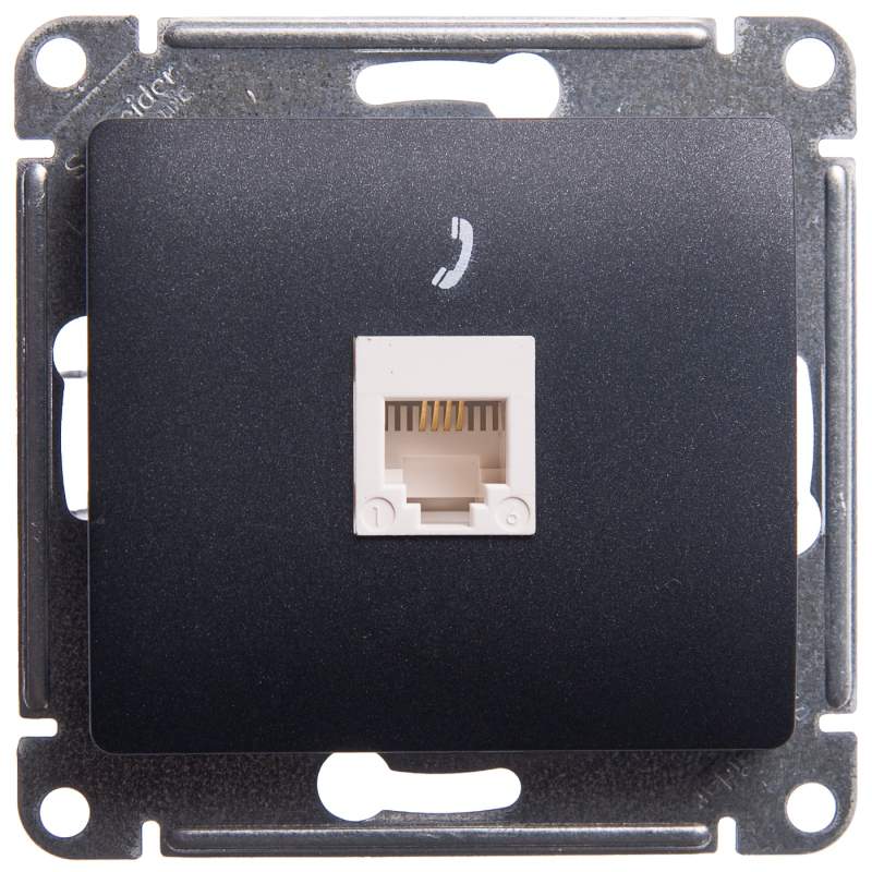 Розетка SE Glossa  Графит  RJ11 телеф. 1-м  GSL001381Т